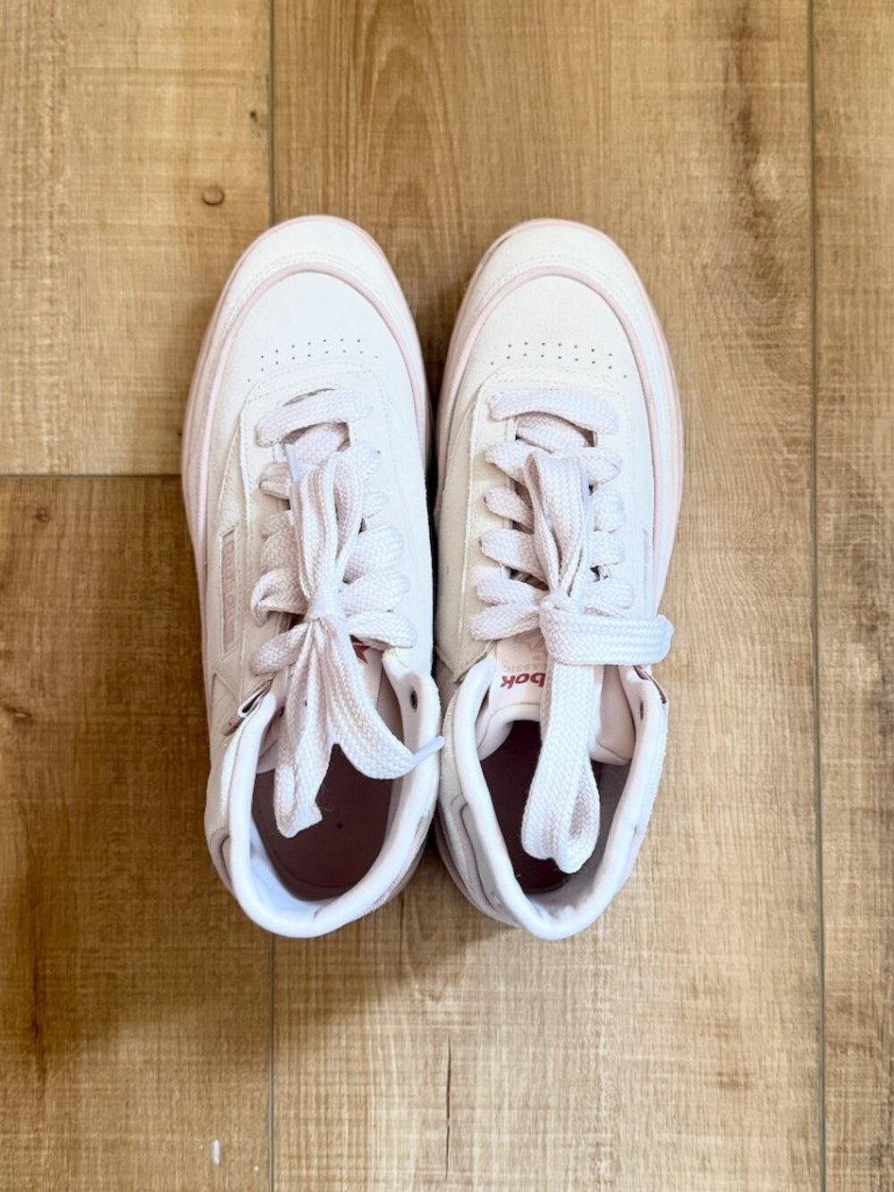Reebok Club C Geo Mid Platform Sneakers Pink Stucco Suede Women's 8.5 (US)